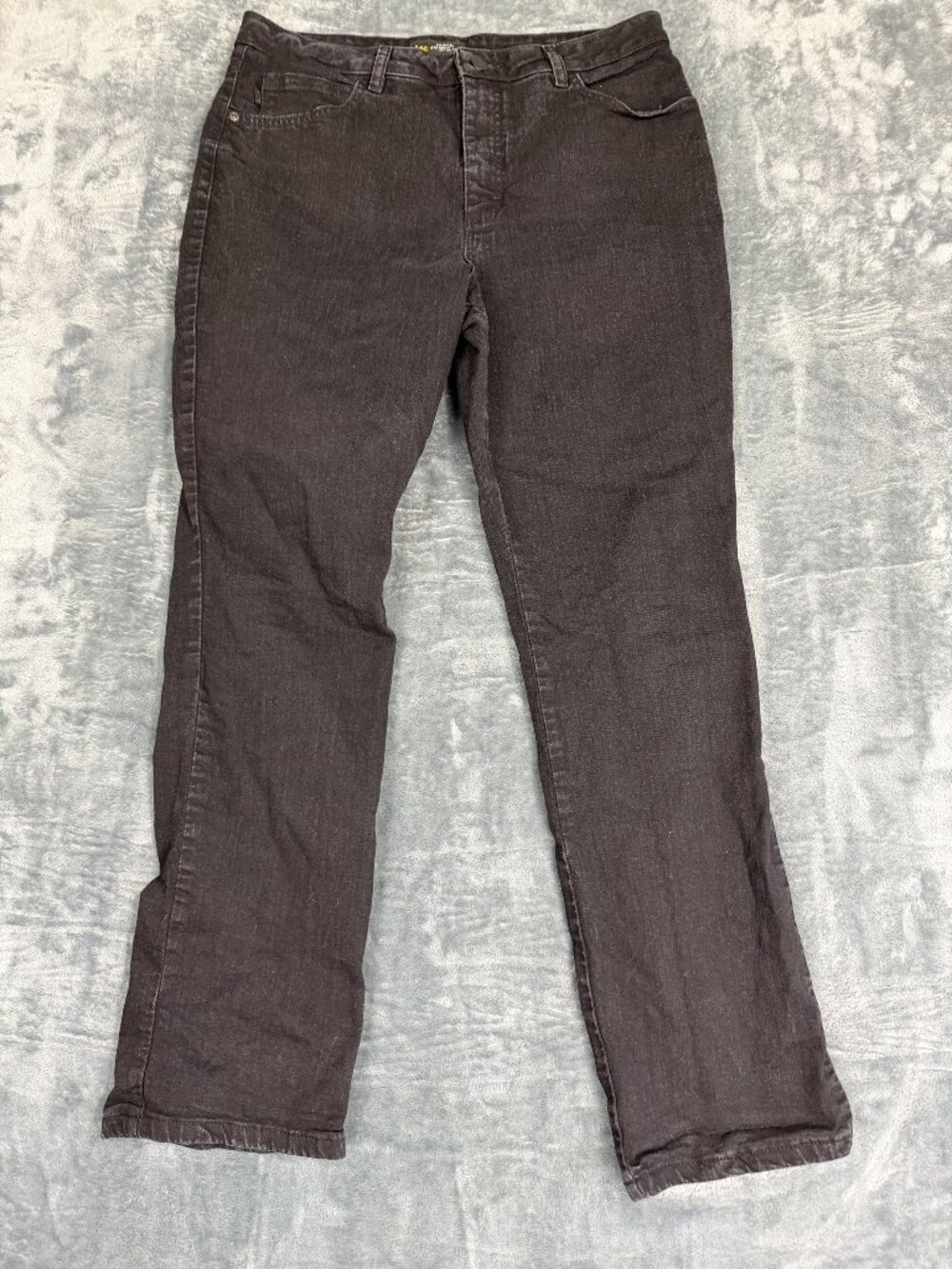 Lee Womens Straight-Leg Relaxed Fit Pants Size 14 Medium High Rise Black